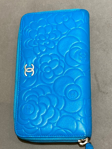 Chanel Blue Camellia Wallet