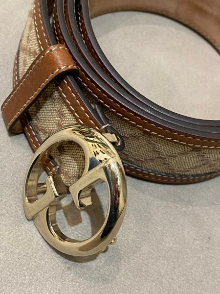 Gucci Bicolor Monogram Belt 38