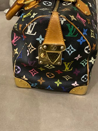 Louis Vuitton Black Multicolor Speedy 30 Bag