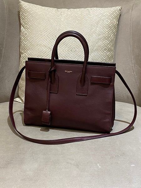 YSL Burgundy Sac De Jour Medium Bag