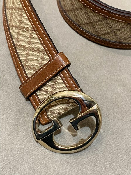 Gucci Bicolor Monogram Belt 38