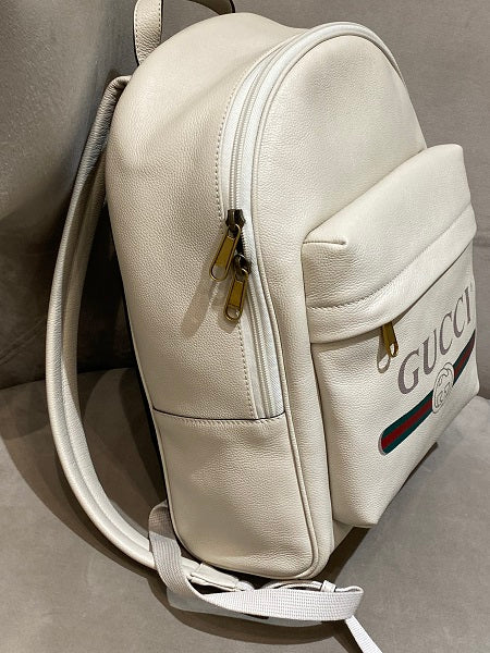 Gucci Off White Logo Front Pocket Backpack Bag