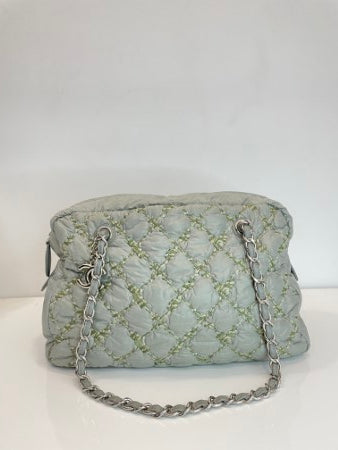 Chanel Pistache Quilted Bubble Nylon Tweed Stitch L.E Bag