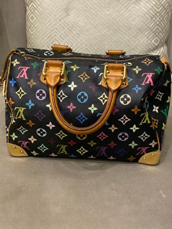 Louis Vuitton Black Multicolor Speedy 30 Bag