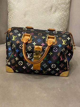 Louis Vuitton Black Multicolor Speedy 30 Bag
