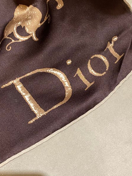 Christian Dior Brown Square Scarf