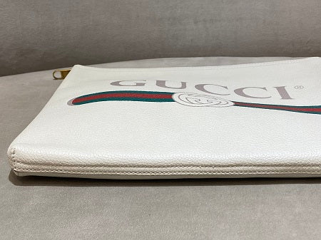 Gucci Off White Logo Print Zip Pouch