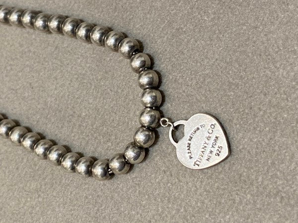 Tiffany & Co Silver Heart Tag Bead Bracelet