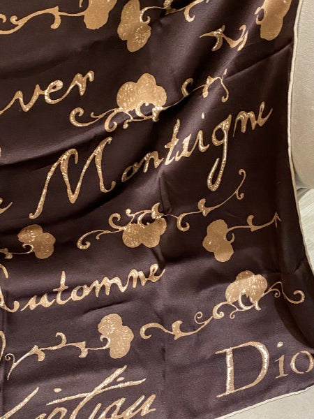 Christian Dior Brown Square Scarf