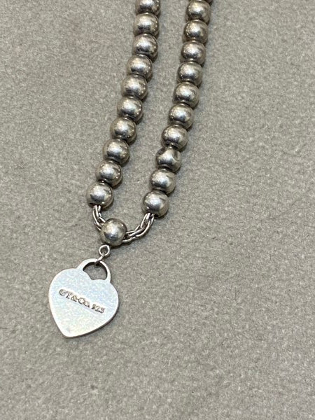 Tiffany & Co Silver Heart Tag Bead Bracelet