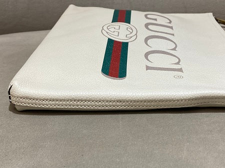 Gucci Off White Logo Print Zip Pouch