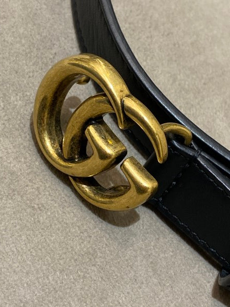 Gucci Black Double G Buckle Belt 32