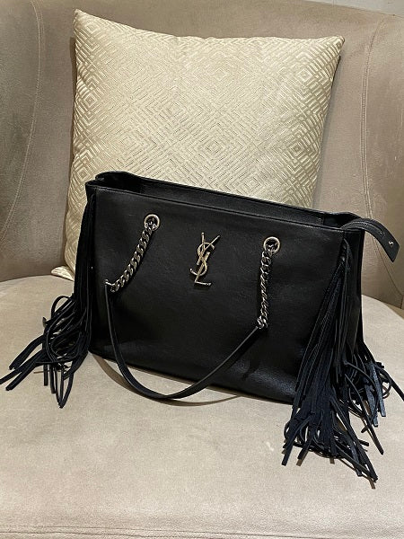 YSL Black Fringe Shopping Bag