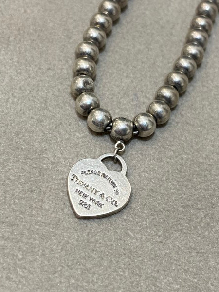 Tiffany & Co Silver Heart Tag Bead Bracelet