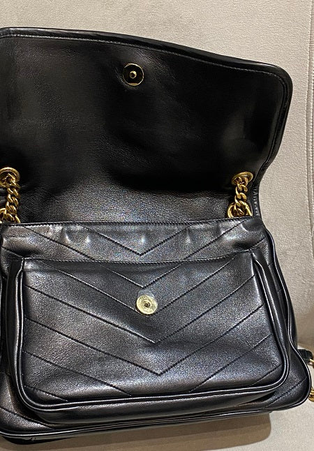 YSL Black Matelasse Monogram Niki Medium Bag