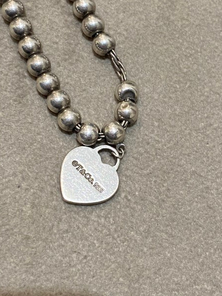 Tiffany & Co Silver Heart Tag Bead Bracelet