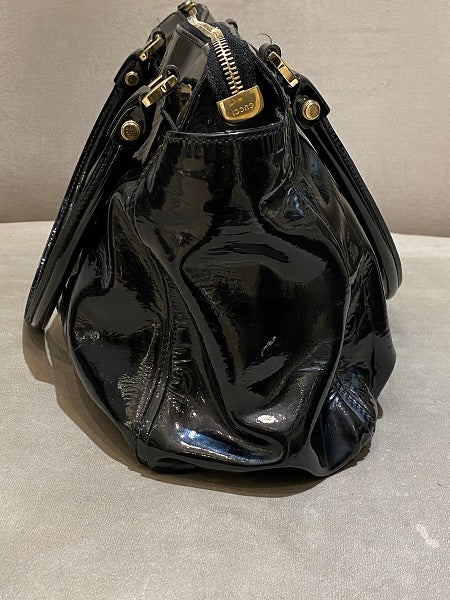 Gucci Black Vernis D Ring Bag