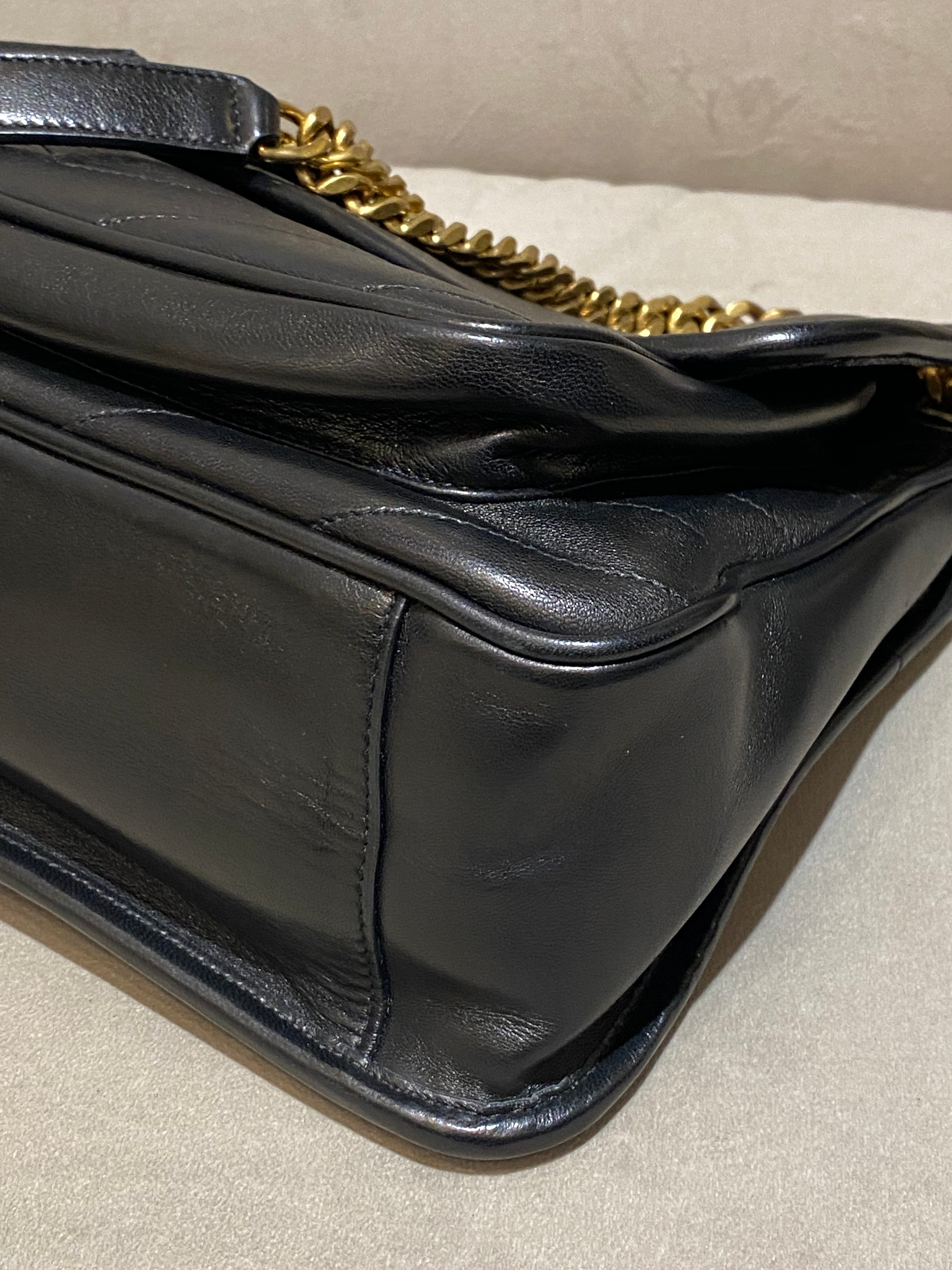 YSL Black Matelasse Monogram Niki Medium Bag