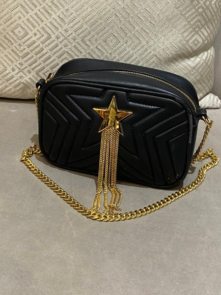 Stella McCartney Black Quilted Star Camera Crossbody Bag