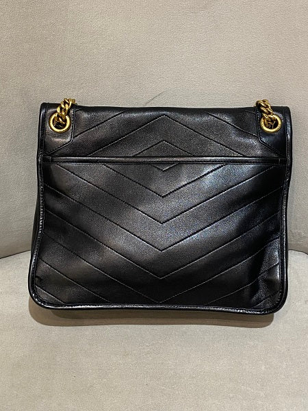 YSL Black Matelasse Monogram Niki Medium Bag