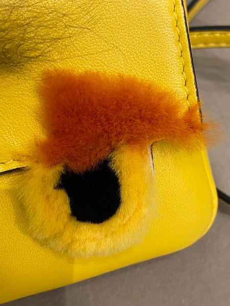 Fendi Yellow Fur Micro Monster Baguette Bag