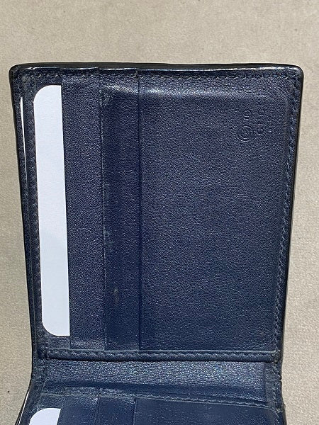 Gucci Navy Blue Microguccissima Bi-Fold Men Wallet