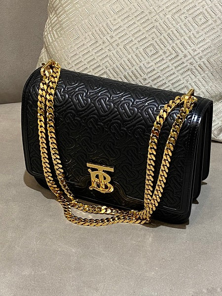 Burberry Black TB Embossed Monogram Medium Bag