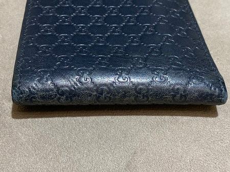 Gucci Navy Blue Microguccissima Bi-Fold Men Wallet