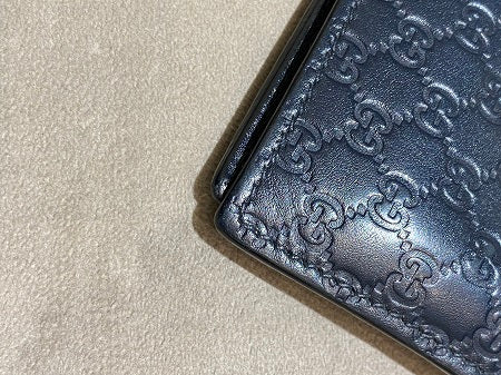 Gucci Navy Blue Microguccissima Bi-Fold Men Wallet