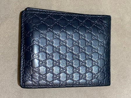 Gucci Navy Blue Microguccissima Bi-Fold Men Wallet