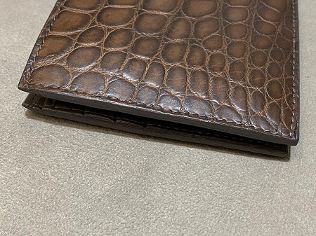 Bottega Veneta Brown Croc Embossed Wallet