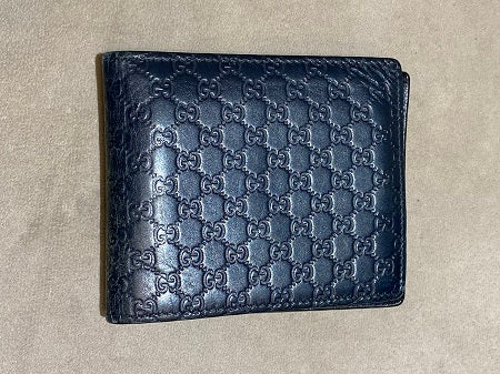 Gucci Navy Blue Microguccissima Bi-Fold Men Wallet