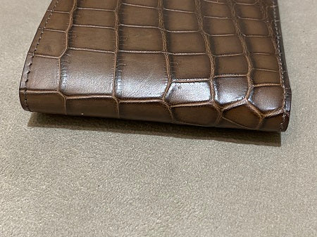 Bottega Veneta Brown Croc Embossed Wallet