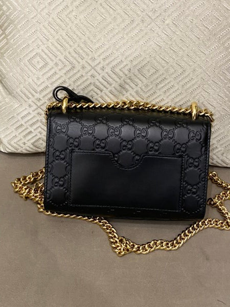 Gucci Black Guccissima Padlock Small Bag