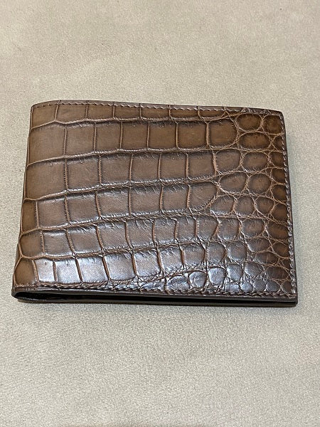 Bottega Veneta Brown Croc Embossed Wallet