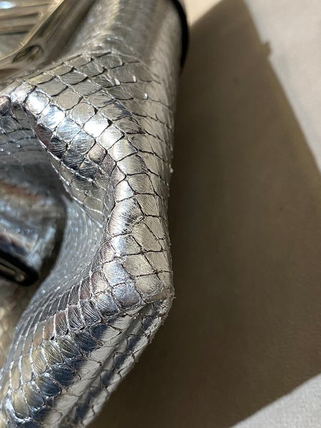 Valentino Silver Python Supervee Clutch Bag