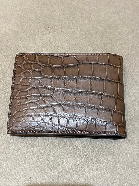 Bottega Veneta Brown Croc Embossed Wallet