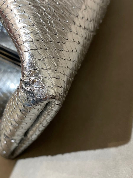 Valentino Silver Python Supervee Clutch Bag