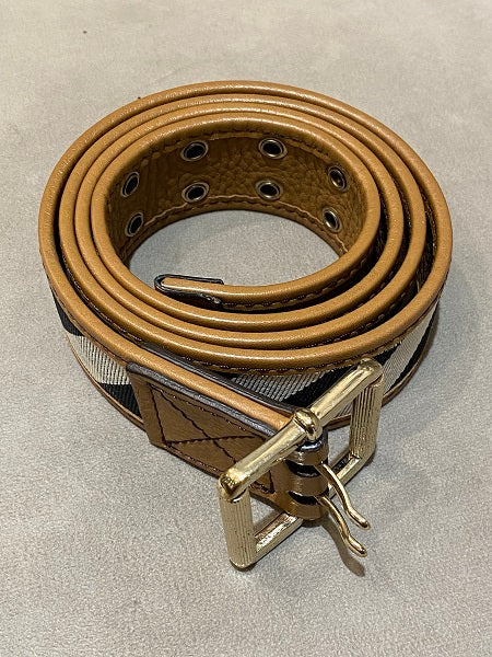 Burberry Camel Haymarket Belt 42