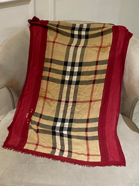 Burberry Red Haymarket Rectangle Scarf