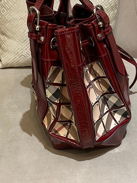 Burberry Dark Red Nova Check Warrior Bag