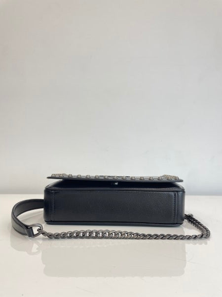 Prada Black Glace Studded Crossbody Bag