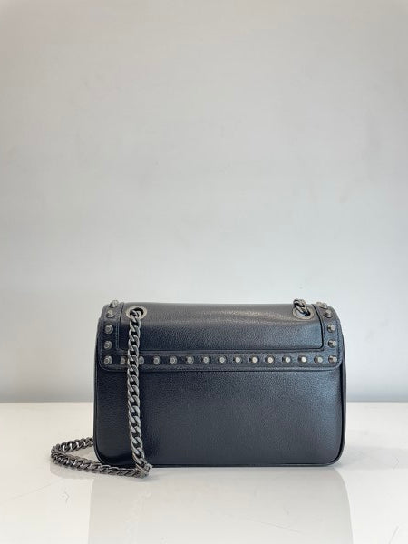 Prada Black Glace Studded Crossbody Bag