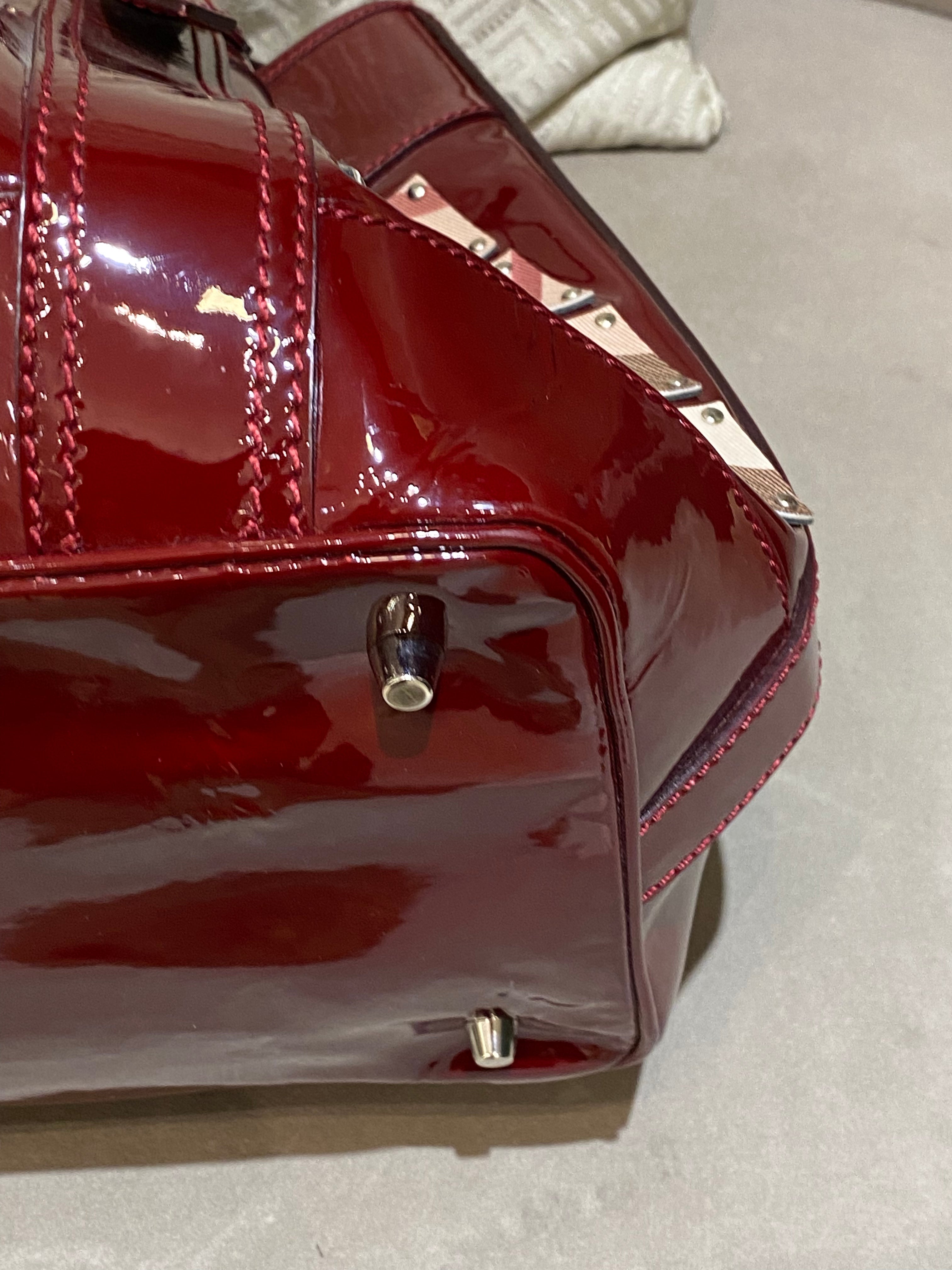 Burberry Dark Red Nova Check Warrior Bag