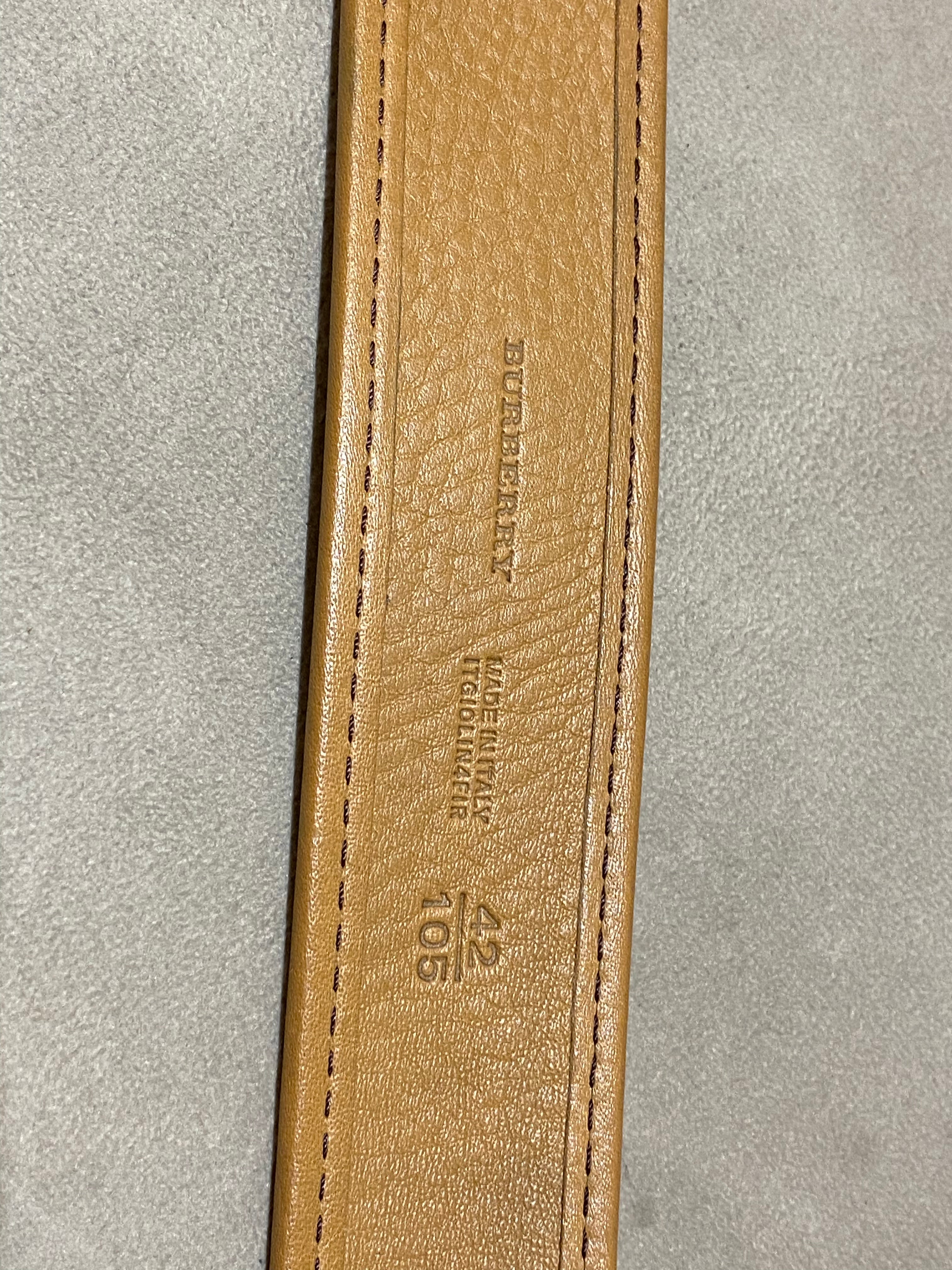 Burberry Camel Haymarket Belt 42