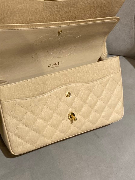 Chanel Beige Classic Double Flap Jumbo Bag