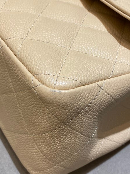 Chanel Beige Classic Double Flap Jumbo Bag