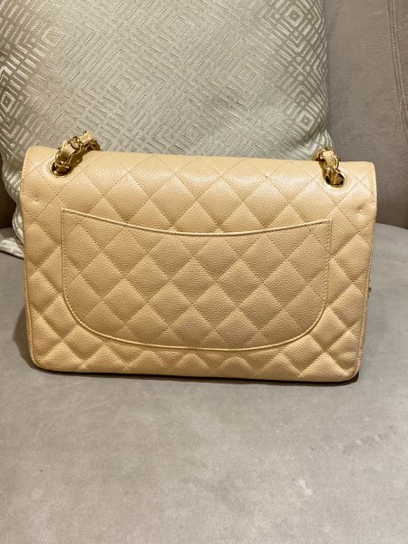 Chanel Beige Classic Double Flap Jumbo Bag