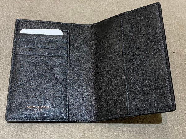 YSL Black Croc Embossed Bifold Wallet