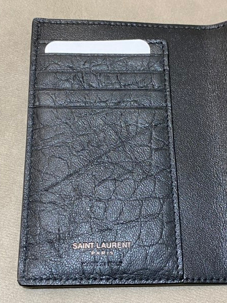 YSL Black Croc Embossed Bifold Wallet